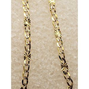 Real 14k 2 Tone Gold Diamond Cut Necklace Chain 20 inches